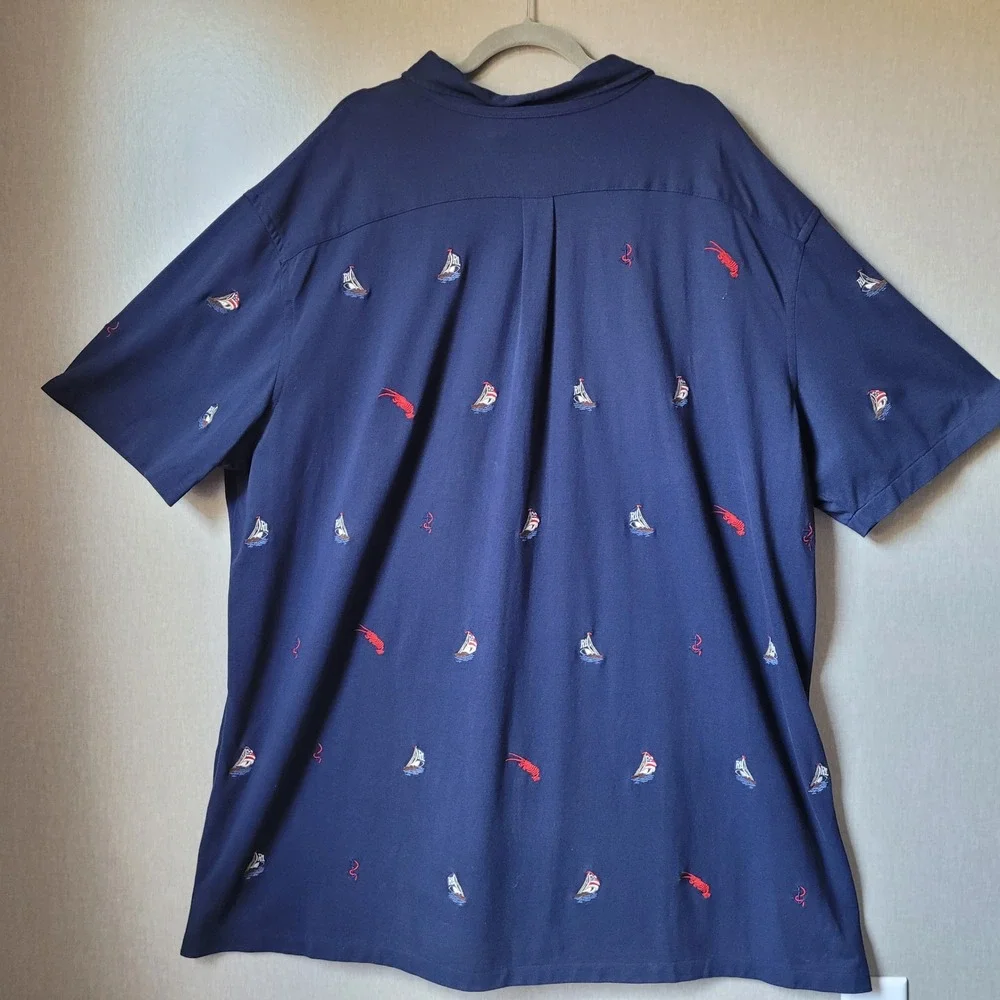 Ralph Lauren Polo Shirt Mens 4XLT Navy Blue Sailboat Lobster Nautical Polo